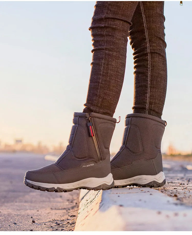 Warm Mid-Height Winter Snow Boots