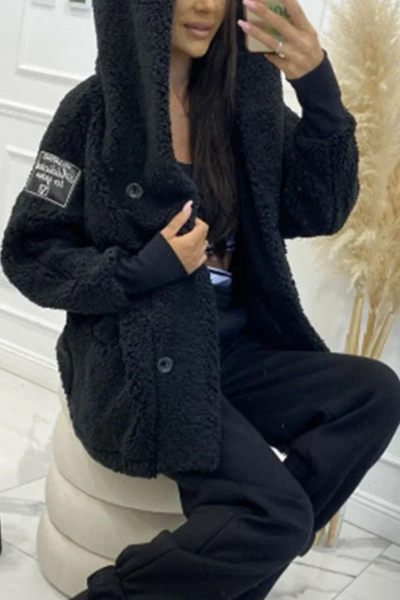 Sabrina Women's Plush Hooded Jacket - Cozy & Stylish Outerwear for Cold Weather