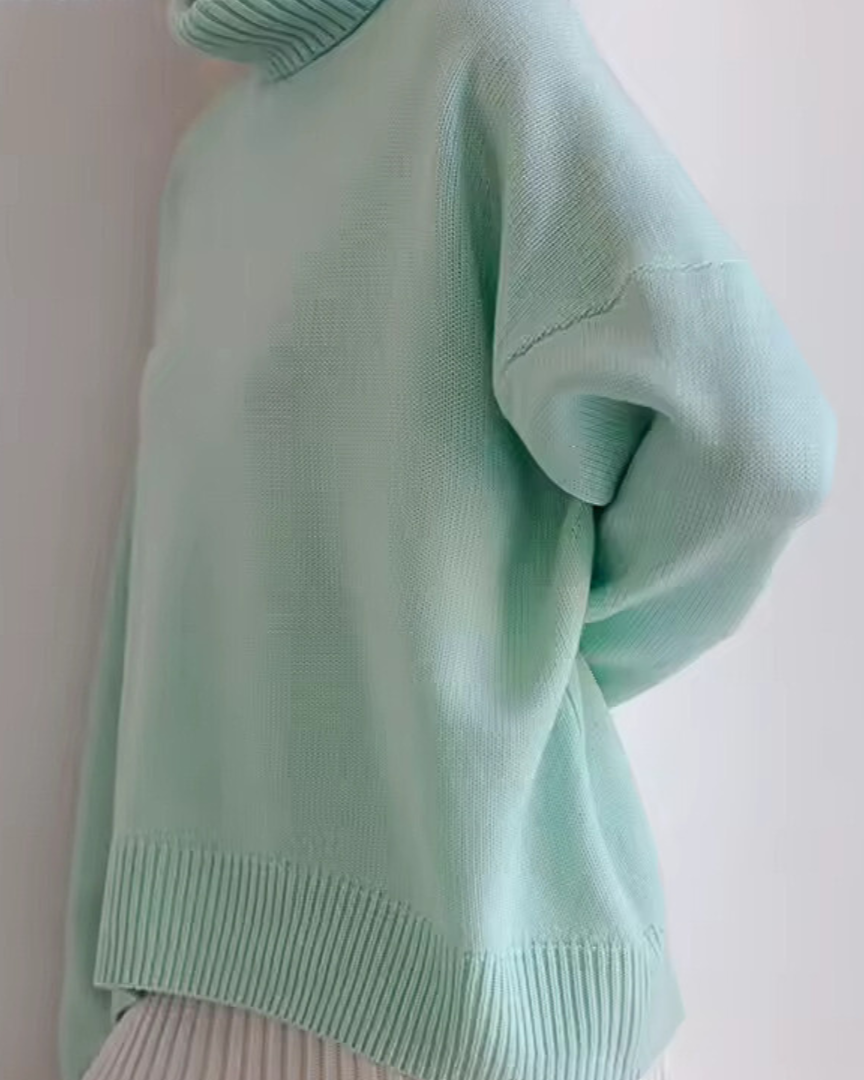 Lesley Oversized Roll Neck Sweater - Cozy Knit Pullover for Women