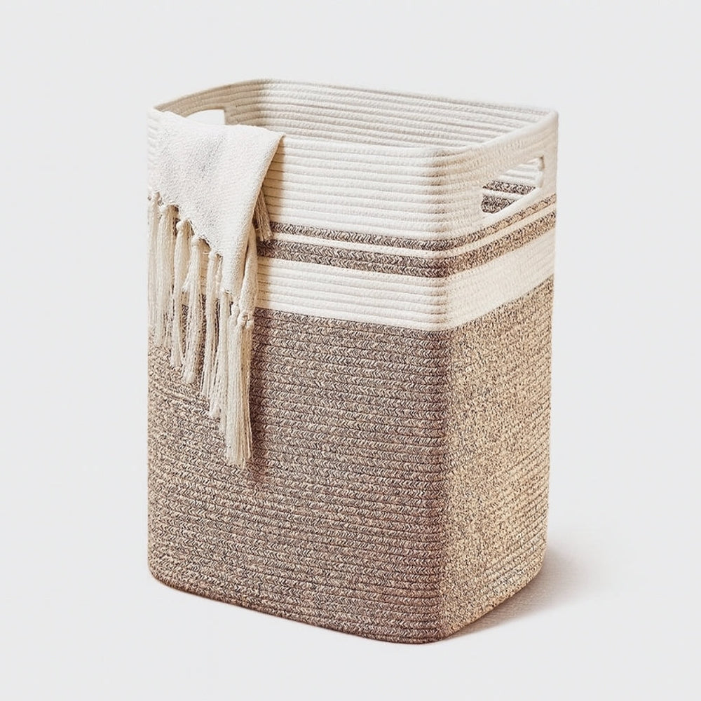 Optimized Product Title: "Großer geflochtener Baumwollseil-Wäschekorb mit praktischen Griffen – Ideal für Wäsche und Aufbewahrung" 

This title includes relevant keywords while providing additional context to attract potential buyers.