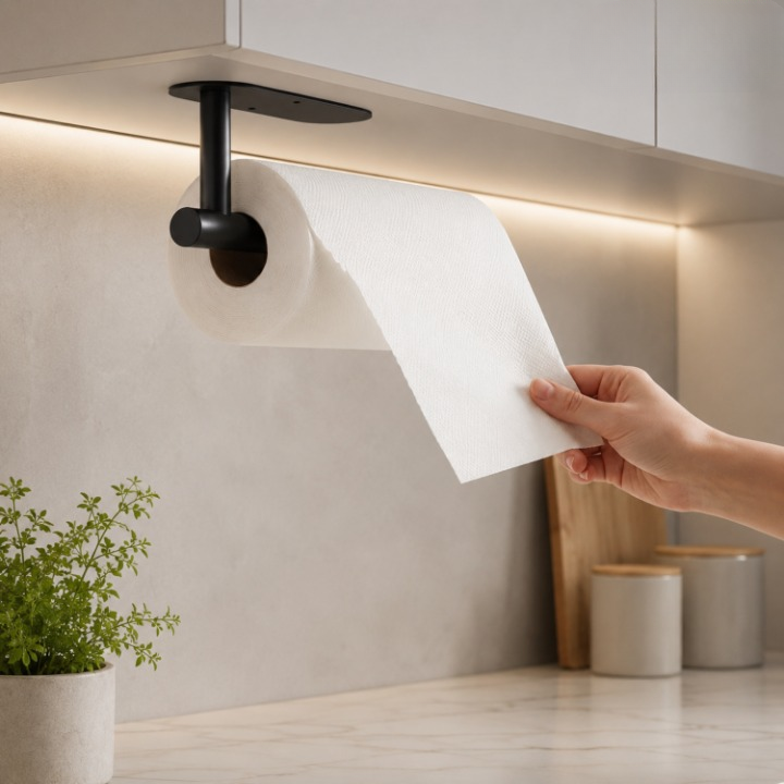 Stainless Steel Paper Towel Holder – Under-Cabinet Wall Mount, 2-Pack & 3 Colors