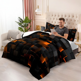 3D Grid Gaming Bedding Set – Microfiber Cotton Blend, Breathable, Multiple Sizes