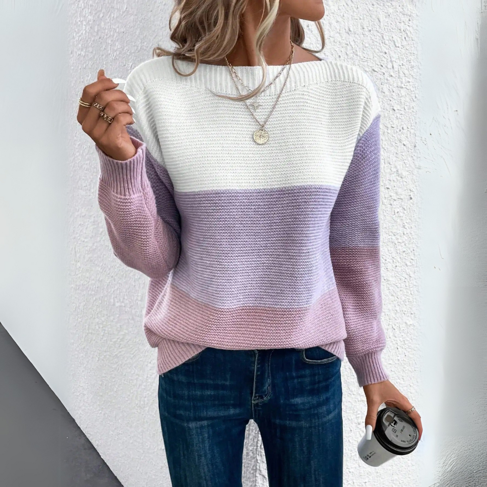 Enhanced Product Title: Clara - Eleganter dreifarbiger Patchwork-Pullover für Damen | Stilvoller Strickpullover für Herbst/Winter

This title includes relevant keywords and phrases that can help improve visibility on Google Shopping while maintaining clar