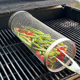 Rolling Grill Basket – 304 Stainless Steel, 9×31cm & Dishwasher-Safe