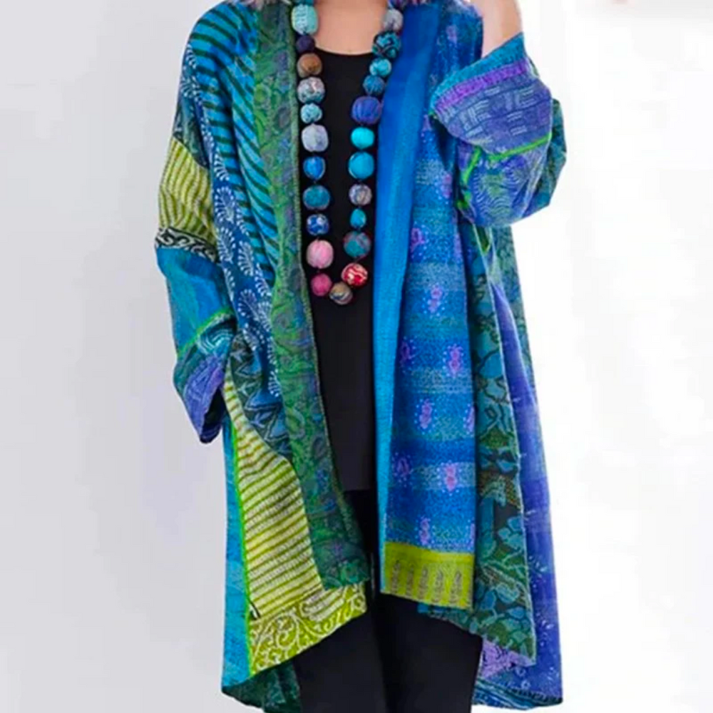 Autumn Boho cardigan with colorful autumn pattern – Maravilla