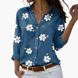 Women's Floral Print Blouse – Breathable Fabric, Figure-Hugging Fit & Short Sleeve