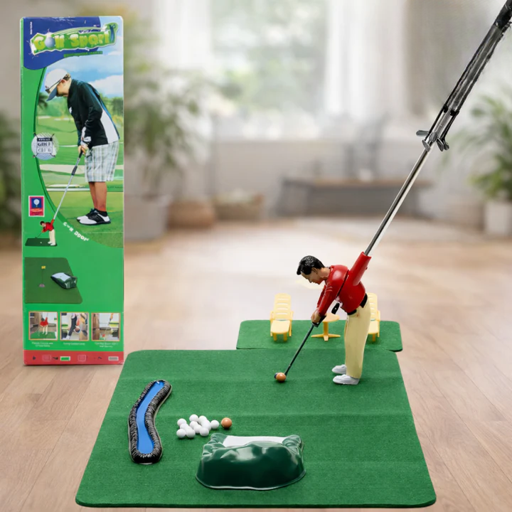 Indoor Mini Golf Set – 6 Interchangeable Clubs, Adjustable Course & Obstacles, Kids & Adults