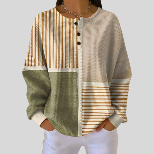 Women's Waffle-Knit Sweater – Brushed Interior & Relaxed Fit