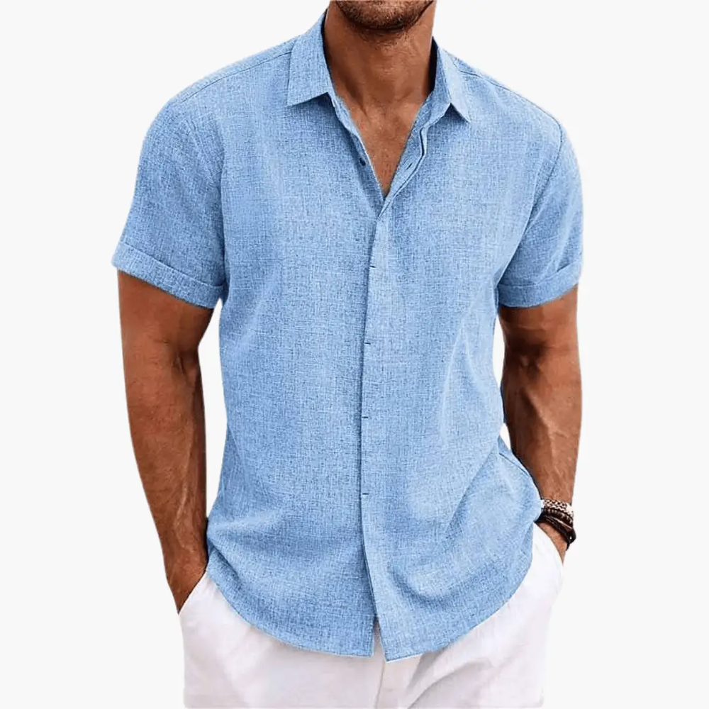 Men's Button-Up Shirt – Short Sleeve, Lightweight & Breathable