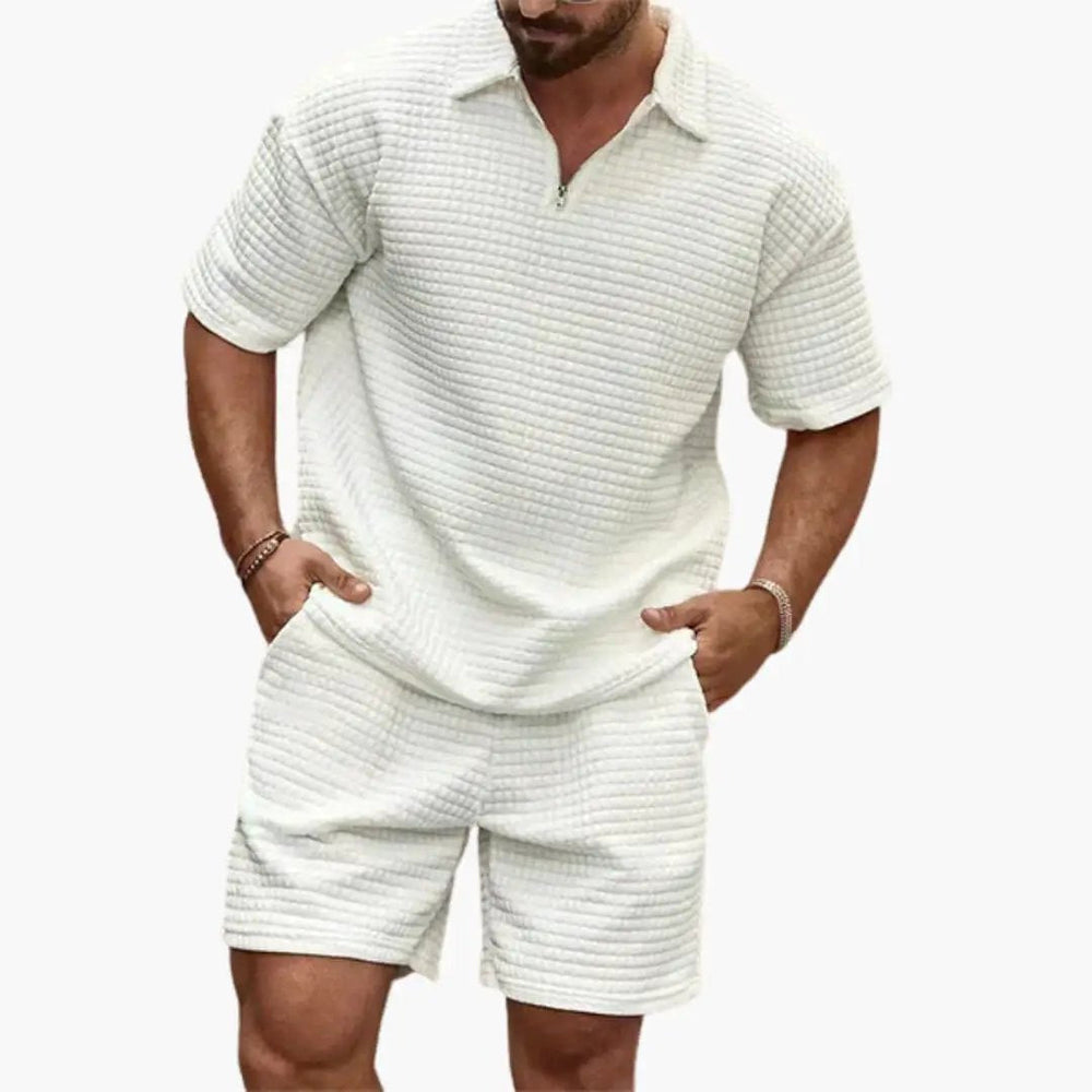 Men's Two-Piece Set – Quilted Structure & Half-Zip