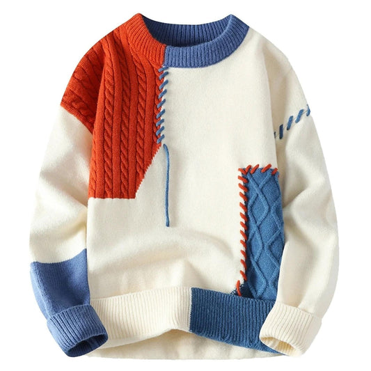 Francesca Cozy Patchwork Sweater - Stylish & Comfortable Knitwear for Women