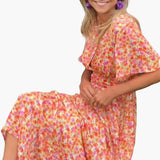 Women's Maxi Dress – Floral Print, Wrap Silhouette & V-Neck Design