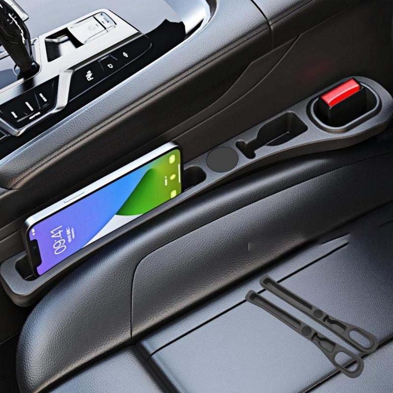 Car Seat Gap Filler with Storage – PU Leather, Phone & Key Pockets, Universal Fit
