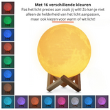 Dimmable Moon Lamp with Wooden Stand – 16 Color Options for Ambient Lighting