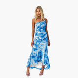 Women's Floral Maxi Dress – One-Shoulder, Asymmetrical Hem & Lightweight Fabric