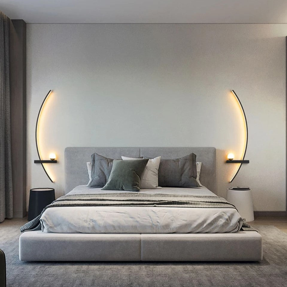 Curved LED Wall Light – 3 Light Modes, Aluminum Body & Built-In Shelf