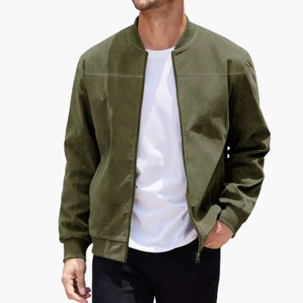Women's Bomber Jacket – Ribbed Collar, Full-Zip Closure & Side Pockets