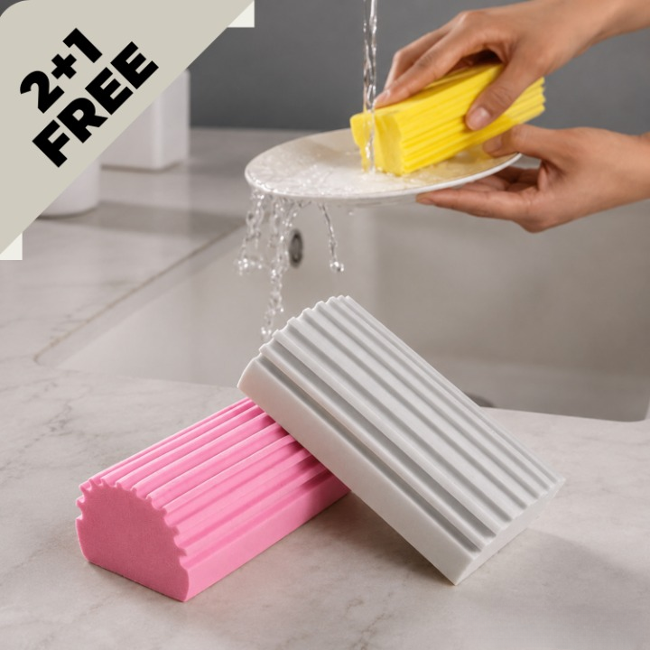 Reusable EVA Cleaning Sponge – Multi-Surface, Streak-Free & 3-Color Pack