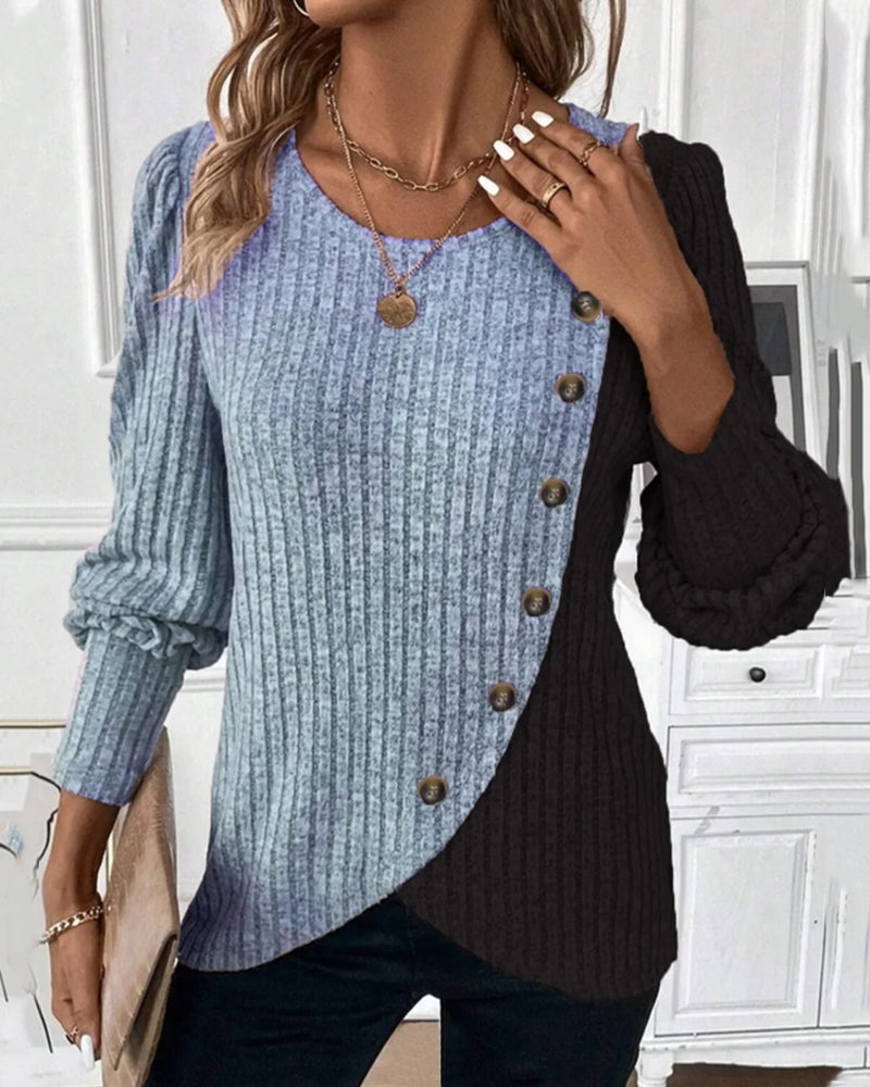 Evelyn Women's Color-Block Casual Top - Stylish & Comfortable Everyday Wear