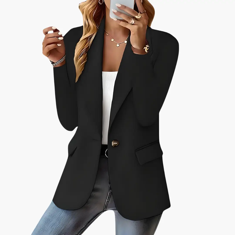 Women's Blazer – Lapels, One-Button Closure & Front Pockets