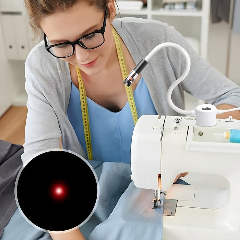 Magnetic Laser Sewing Guide – USB Powered, Flexible Silicone Arm & 3 Light Modes