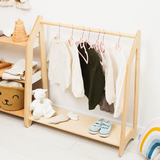 Montessori Toddler Furniture - Natural Wood Clothing Rack for Nursery | Stylish & Functional Kids Clothes Organizer | Perfect Christmas Gift