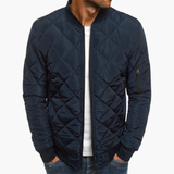 Men's Quilted Bomber Jacket – Zip Front, Arm Pocket & Ribbed Hem