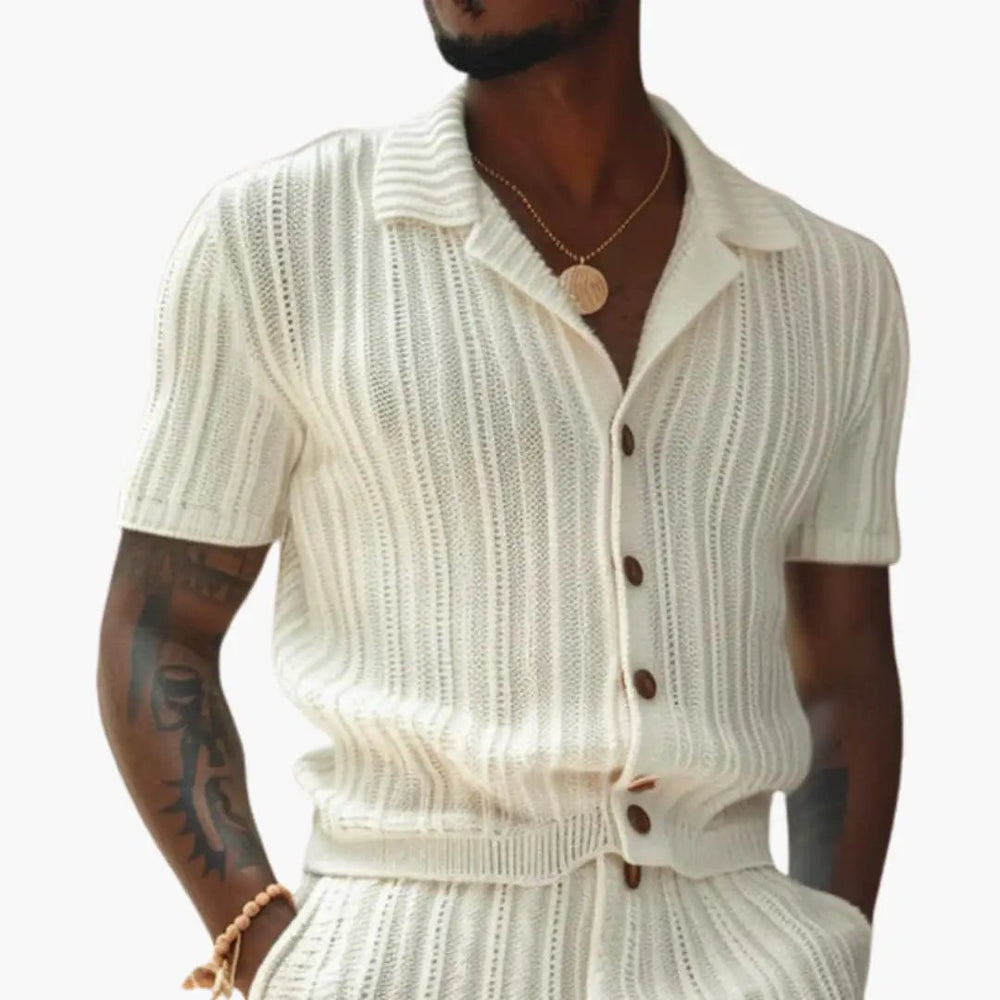 Men's 2-Piece Summer Set – Polo Shirt, Shorts & Breathable Knit