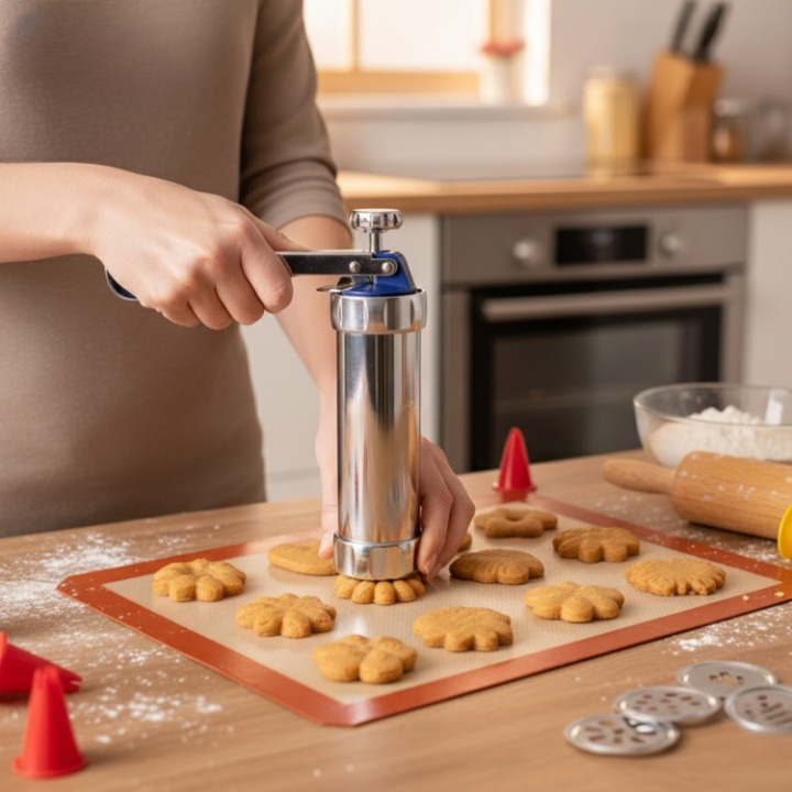 Premium Gebäckpresse Set – Versatile Cookie Press with Multiple Nozzles for Perfectly Shaped Cookies and Pastries
