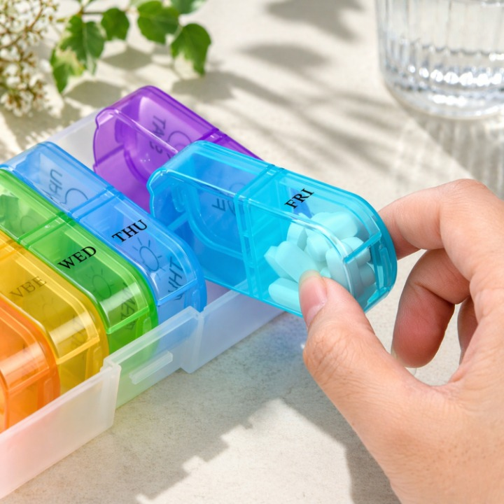 7-Day AM/PM Pill Organizer – 2 Daily Compartments, BPA-Free & Detachable Boxes