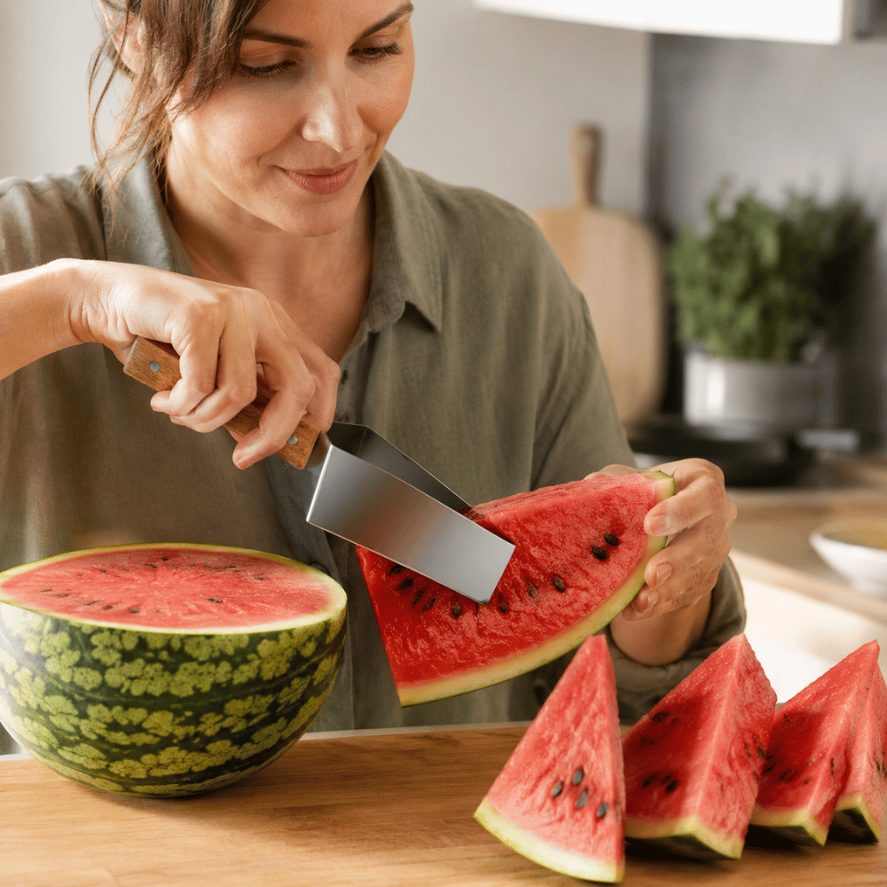 Watermelon & Melon Slicer – 430 Stainless Steel, Ergonomic Grip & Dishwasher-Safe