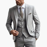 Men's Three-Piece Formal Suit – Blazer, Vest & Straight-Leg Trousers