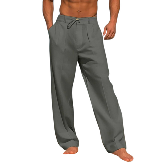 Men's Casual Pants with Drawstring Waist and Side Pockets