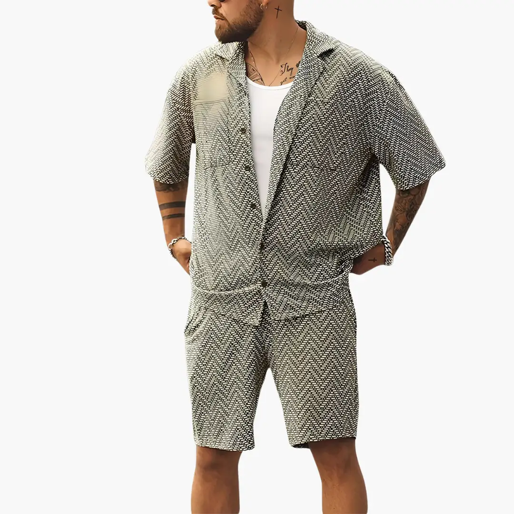Men's Two-Piece Set – Short Sleeve, Collared & Summer Style