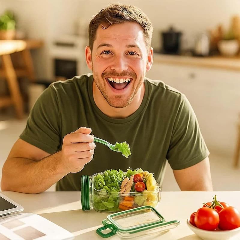 Optimized Product Title: **Glas-Salatbehälter mit Deckel – Frische Zutaten, kein matschiger Salat | Ideal für Meal Prep & Aufbewahrung** 

This title includes relevant keywords for better visibility while highlighting the product's benefits and uses.