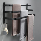 Wall-Mounted Towel Rack – No-Drill Aluminum, Matte Black & 2 or 3 Bars in 40/60cm
