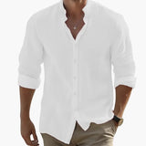Men's Stand Collar Shirt – Long Sleeve, Lightweight & Breathable