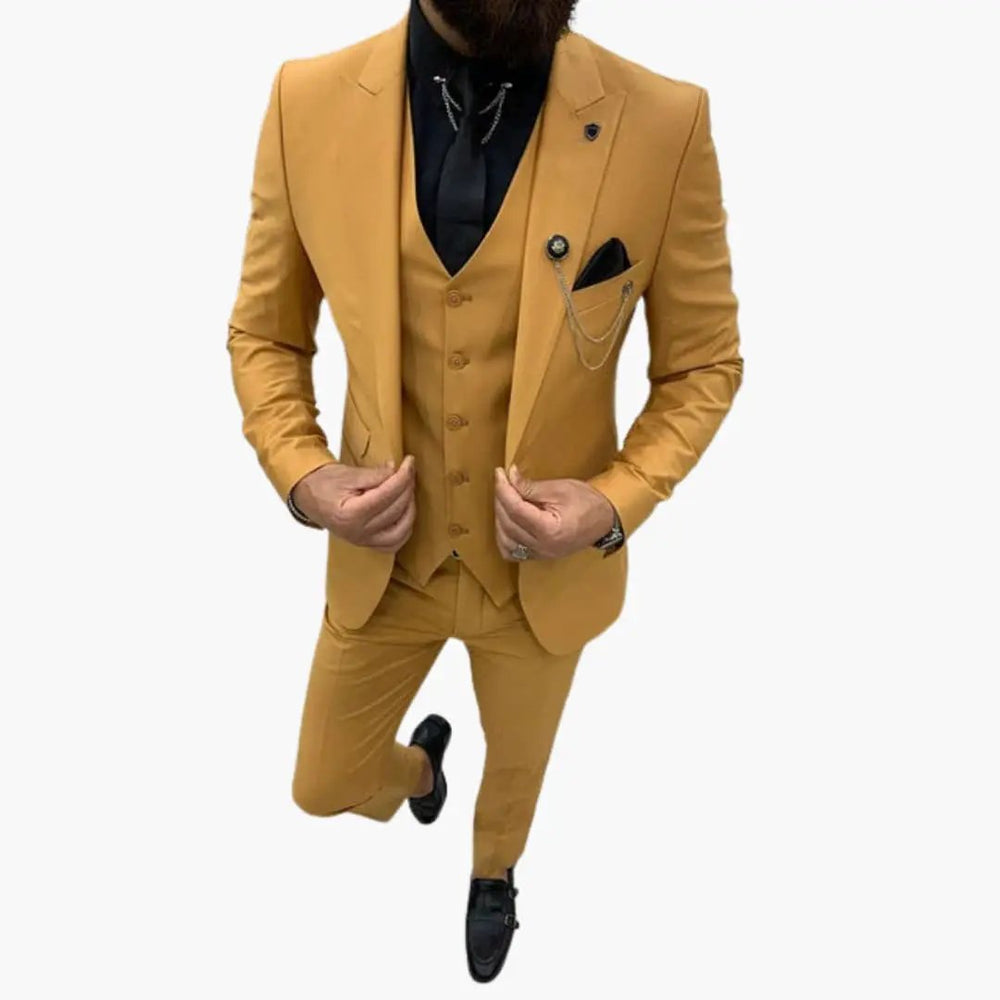Men's Three-Piece Suit – Notch Lapel, Vest Included & Tailored Fit