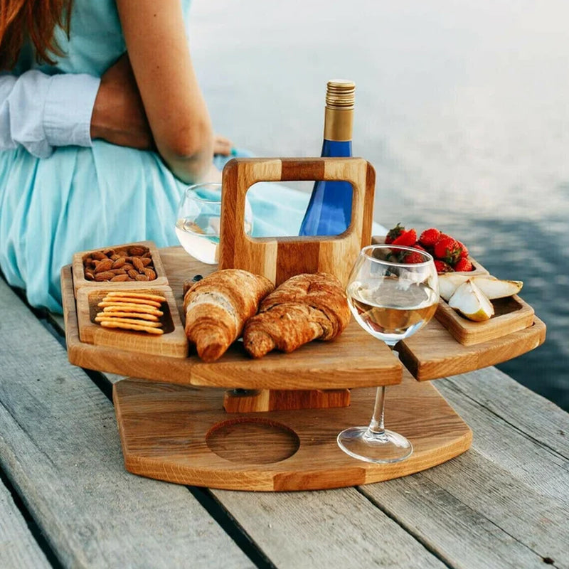 WineNest – Portable Wooden Picnic Wine Table