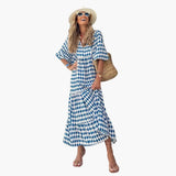 Women's Boho Maxi Dress – Floral Pattern, Wrap Design & Loose Fit