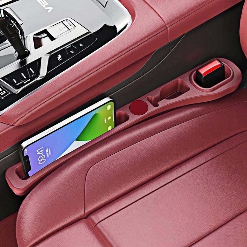 Car Seat Gap Filler with Storage – PU Leather, Phone & Key Pockets, Universal Fit