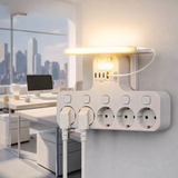 Multifunctional Power Strip with USB Ports, Phone Holder, and Night Light - Ideal for Home and Office