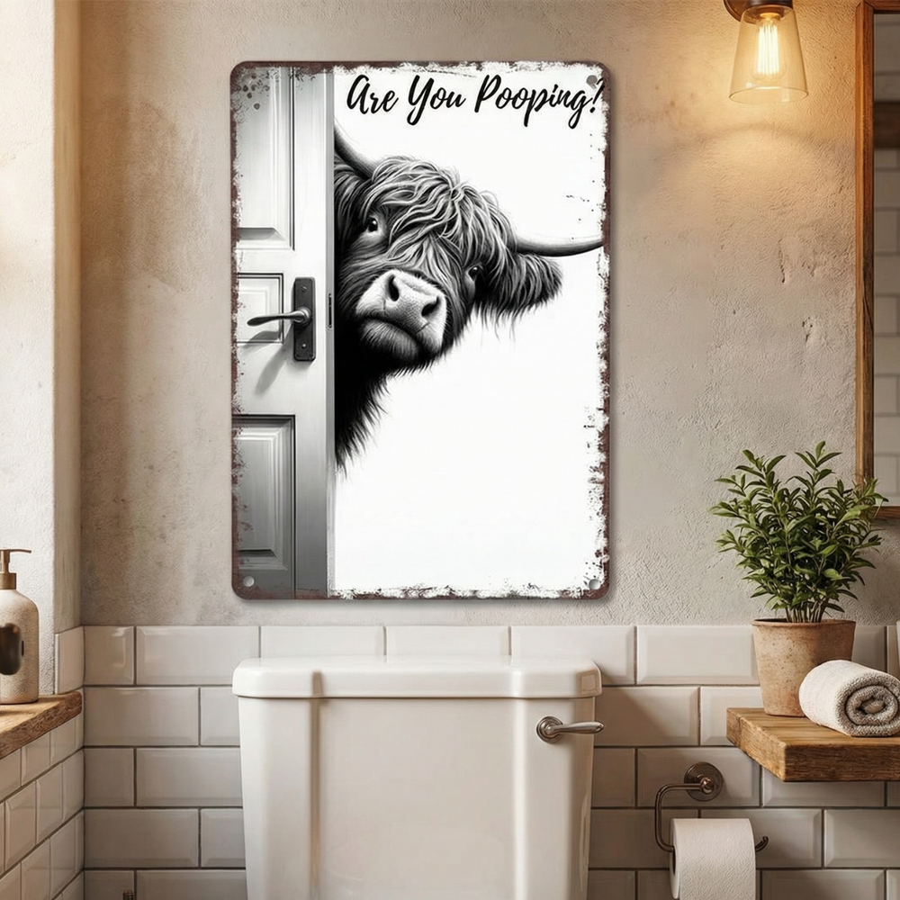 Optimized Product Title: "Witziges Metall Badezimmerschild – Humorvolles Deko-Element für Ihr Bad" 

This title includes relevant keywords while maintaining clarity and appeal for potential buyers.