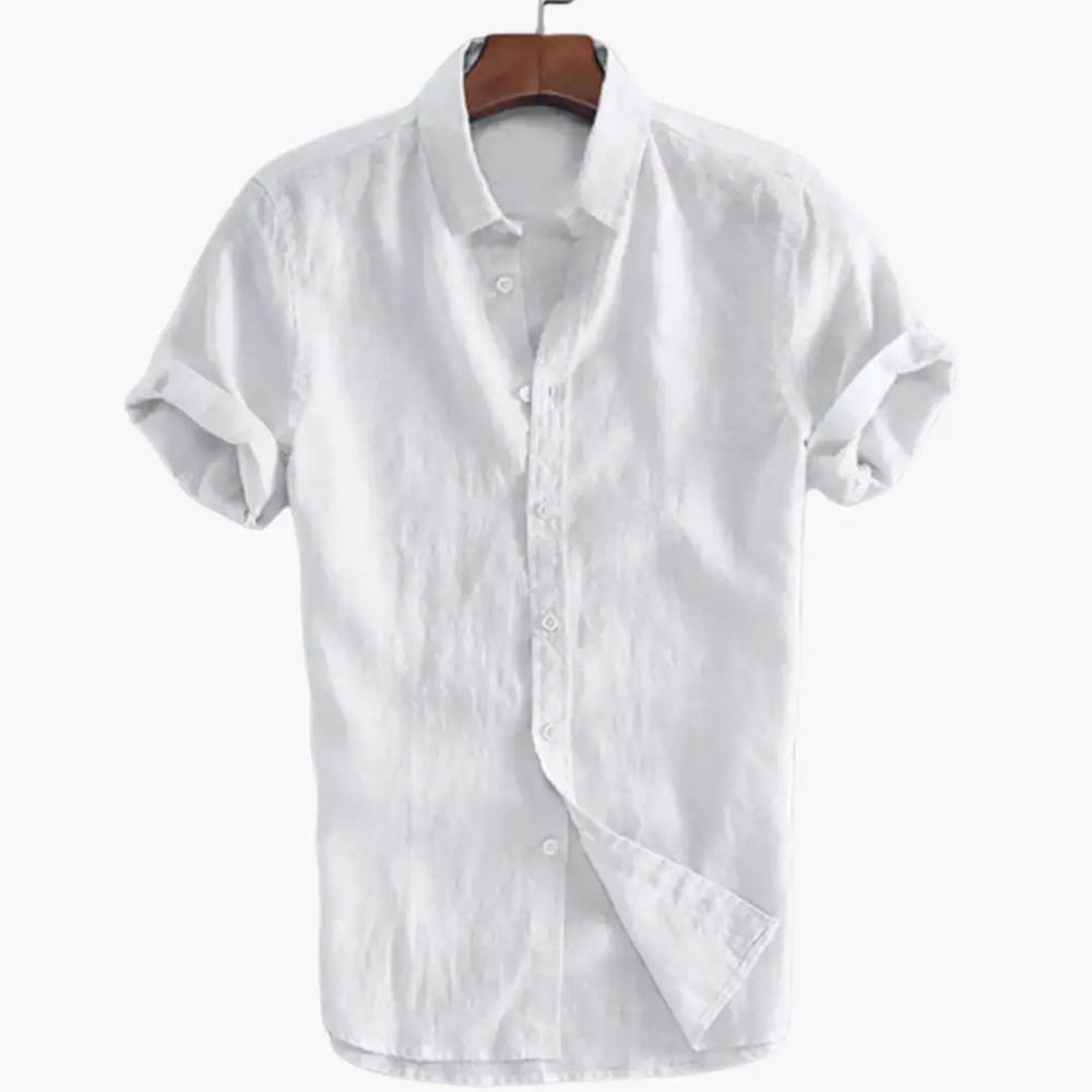 Men's Casual Shirt – White & Short Sleeve