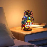 Stained Glass Owl Table Lamp – Handmade, Warm LED & Living Room Decor