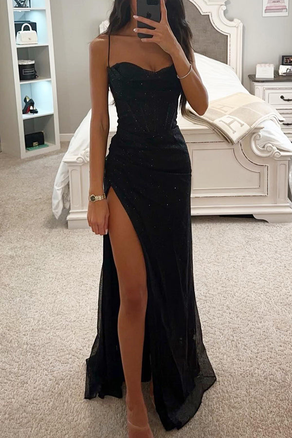 Glamorous Sequin Maxi Dress with Corset Design – Celeste