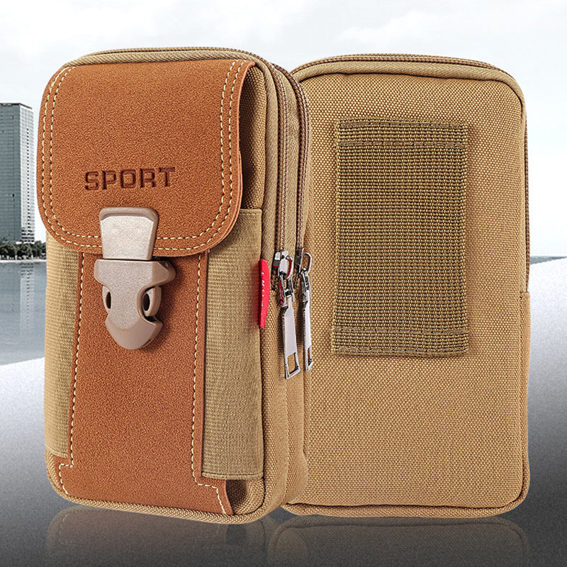 Men's Canvas Belt Bag – Water-Resistant, Phone Pocket & 18×10×5 cm