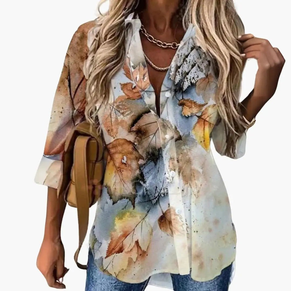 Women's Floral Blouse – Casual Fit & Contrast Detail