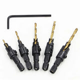 Wood Drill Bit Set – 5-Piece HSS Steel, Countersink Bits & Hex Key Included