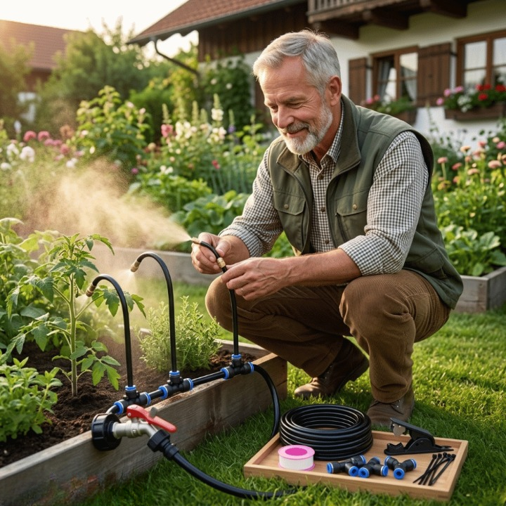 Automatic Garden Irrigation System – 360° Brass Nozzles, 2-5 Bar Pressure & 5-20m Lengths